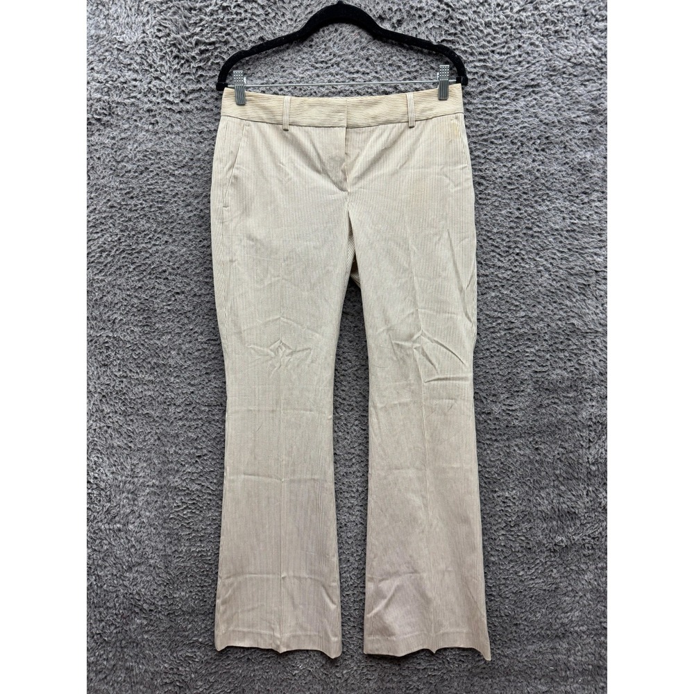 NWT Theory Tailored Pinstripe Flared Trousers Dress Pants Beige Womens Sizeโ 1